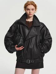 Patricia geaca oversized din piele texturata