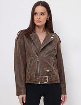 Oversized vintage jacket in brown. Jacheta oversized efect vintage maro KALINKA FURS