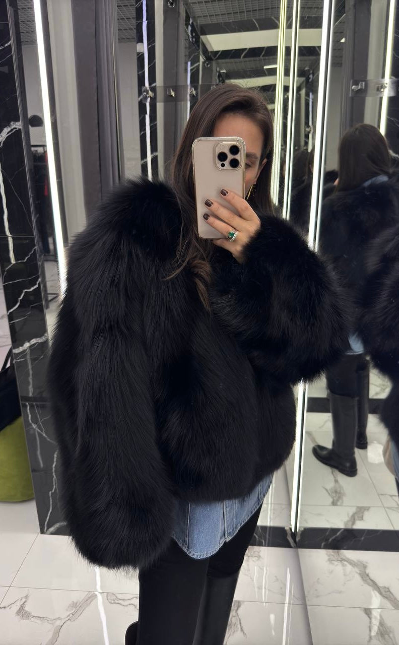 Blană naturala din raton. Blana naturală neagră. Lungime 50cm KALINKA FURS