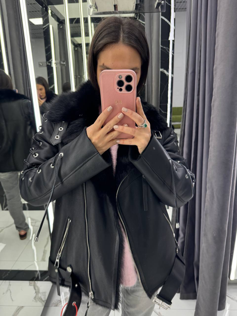 Aviator Winter Jacket with Toscana Collar. Geaca din piele de iarna cu guler din blana KALINKA FURS