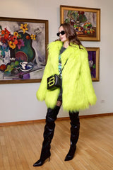 Mongolian fur in neon green. Blana naturala mongoleza culoare Verde Neon KALINKA FURS