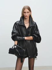 Masculine Oversized Leather Jacket. Geaca in stil masculin oversized KALINKA FURS
