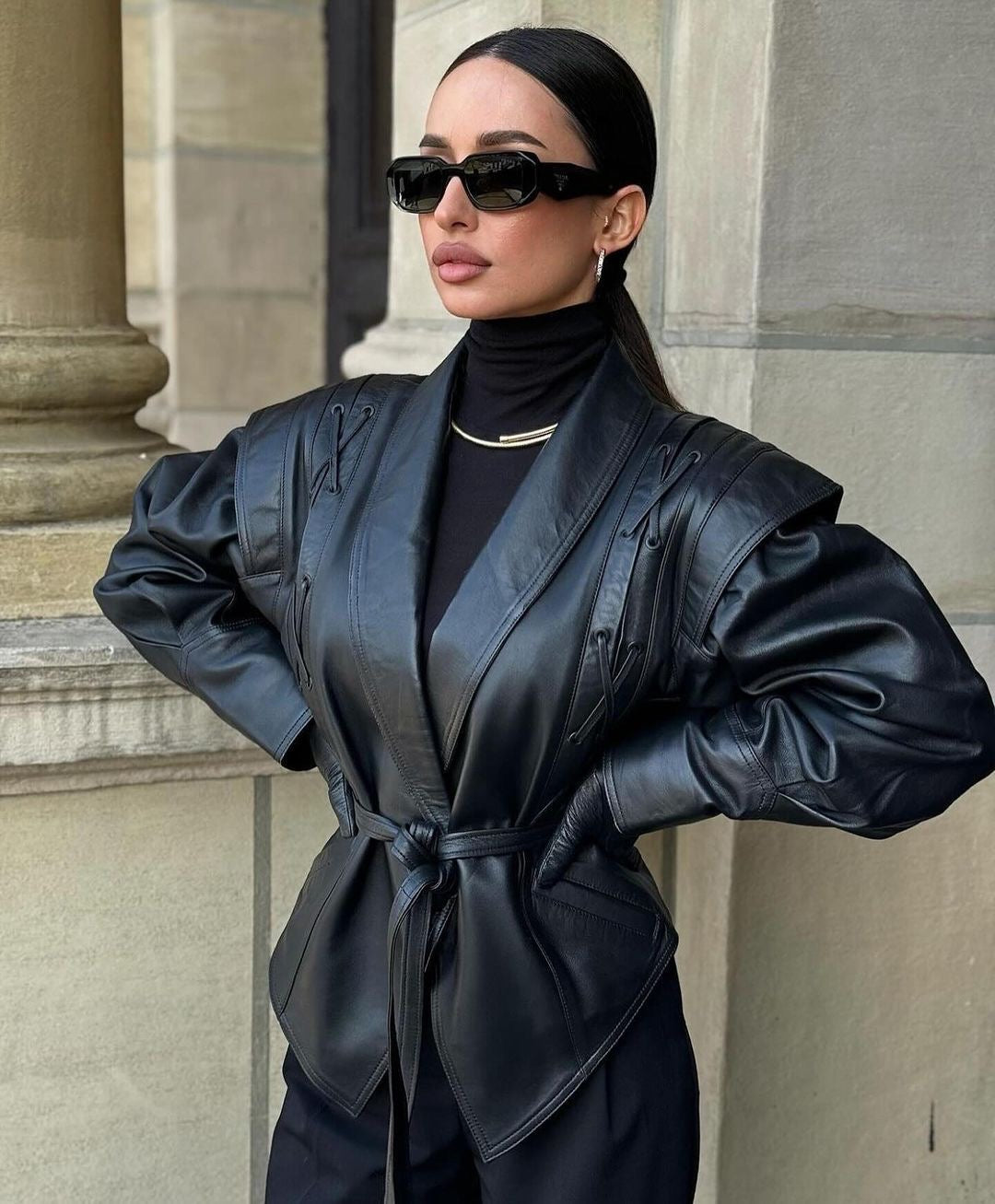 Old money leather jacket. Jacheta din piele naturala in stil vintage KALINKA FURS