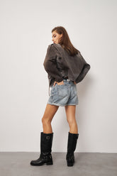 Vintage Effect Leather Jacket KALINKA FURS