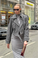 Vintage effect leather jacket. Geaca de piele cu efect vintage KALINKA FURS