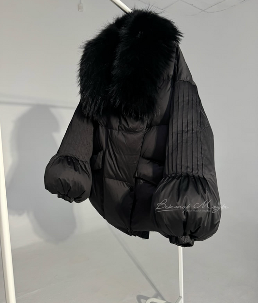 Casiana Warm goose down and natural fox fur jacket