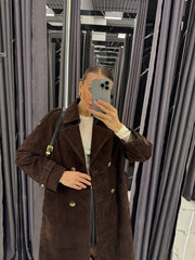 Suede Natural Trench Coat. Trench din piele intoarsa KALINKA FURS