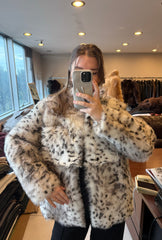 Aleona Cojoc din blană naturală de oaie Toscana cu print