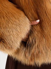 Adelina Haină scurtă din blană naturală de vulpe cu guler în formă de V