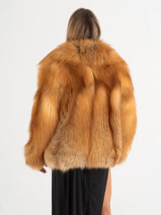 Claudia Haină scurtă din blană naturală de vulpe cu guler englezesc