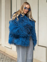 Manteau Selena en peau de mouton mongole à col anglais