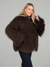 Irina Natural Mongolian sheepskin coat with English collar