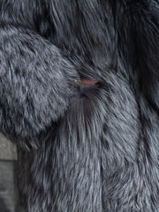 Diana Haină din blană naturală de vulpe argintie