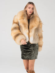 Elena Haină scurtă din blană naturală de vulpe de stepă
