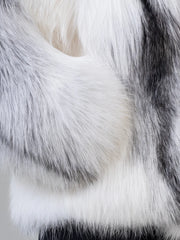 Isabella Haină scurtă de blană de vulpe arctică cu guler în formă de V