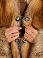 Adelina Haină scurtă din blană naturală de vulpe cu guler în formă de V