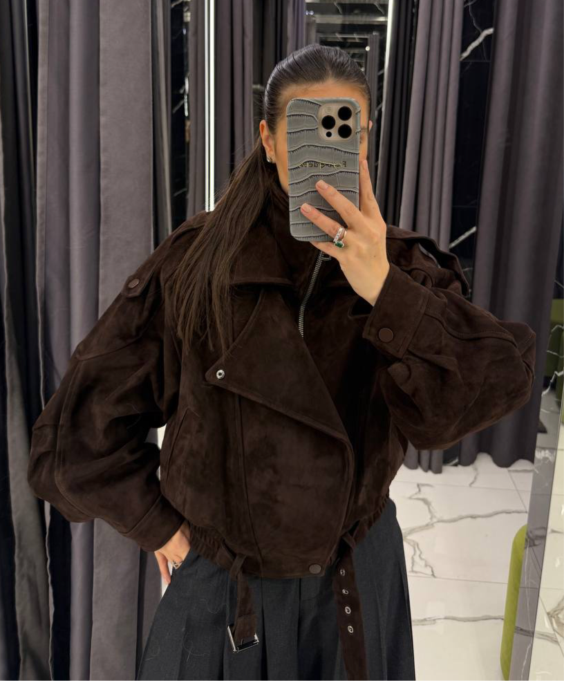 Masculine Leather Suede Jacket. Jacheta masculină piele întoarsă KALINKA FURS