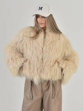 Eliza Natural Mongolian sheepskin coat with English collar