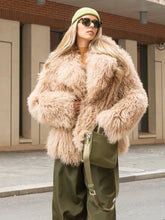 Amira Mongolian sheepskin coat with English collar