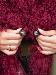 Manteau Clara en peau de mouton mongole à col anglais