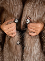 Sofia Haină scurtă din blană naturală de vulpe cu guler englezesc