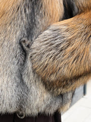 Amira Haină scurtă din blană naturală de vulpe argintie cu guler englezesc