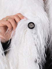 Manteau Amira en peau de mouton mongole avec col anglais
