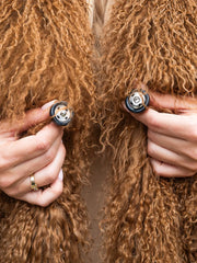 Irina Mongolian sheepskin coat with English collar