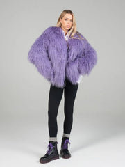 Sofia Haină din blană naturală din oaie mongoleza, cu guler englezesc