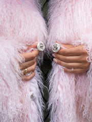 Manteau Daria en peau de mouton mongole à col anglais