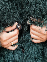 Manteau Ingrid en peau de mouton mongole à col anglais