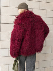 Manteau Clara en peau de mouton mongole à col anglais