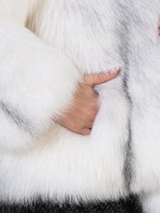 Elena Haină scurtă din blană naturală de vulpe arctică cu guler englezesc