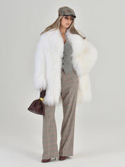 Clara Mongolian sheepskin coat with English collar