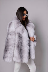Lidia jacheta din blană naturală de vulpe Silvercross