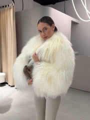 Manteau en peau de mouton mongole naturelle Mercy