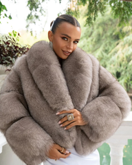 Elise Genuine fox fur coat with collar