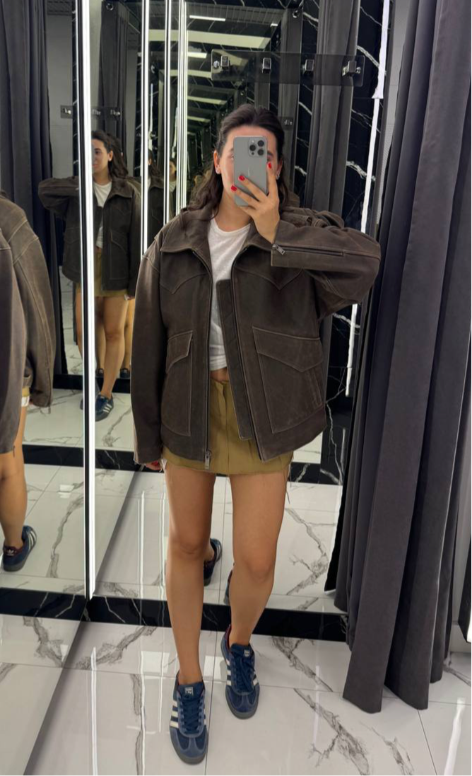 Leather Jacket. Geaca din piele naturala maro. KALINKA FURS