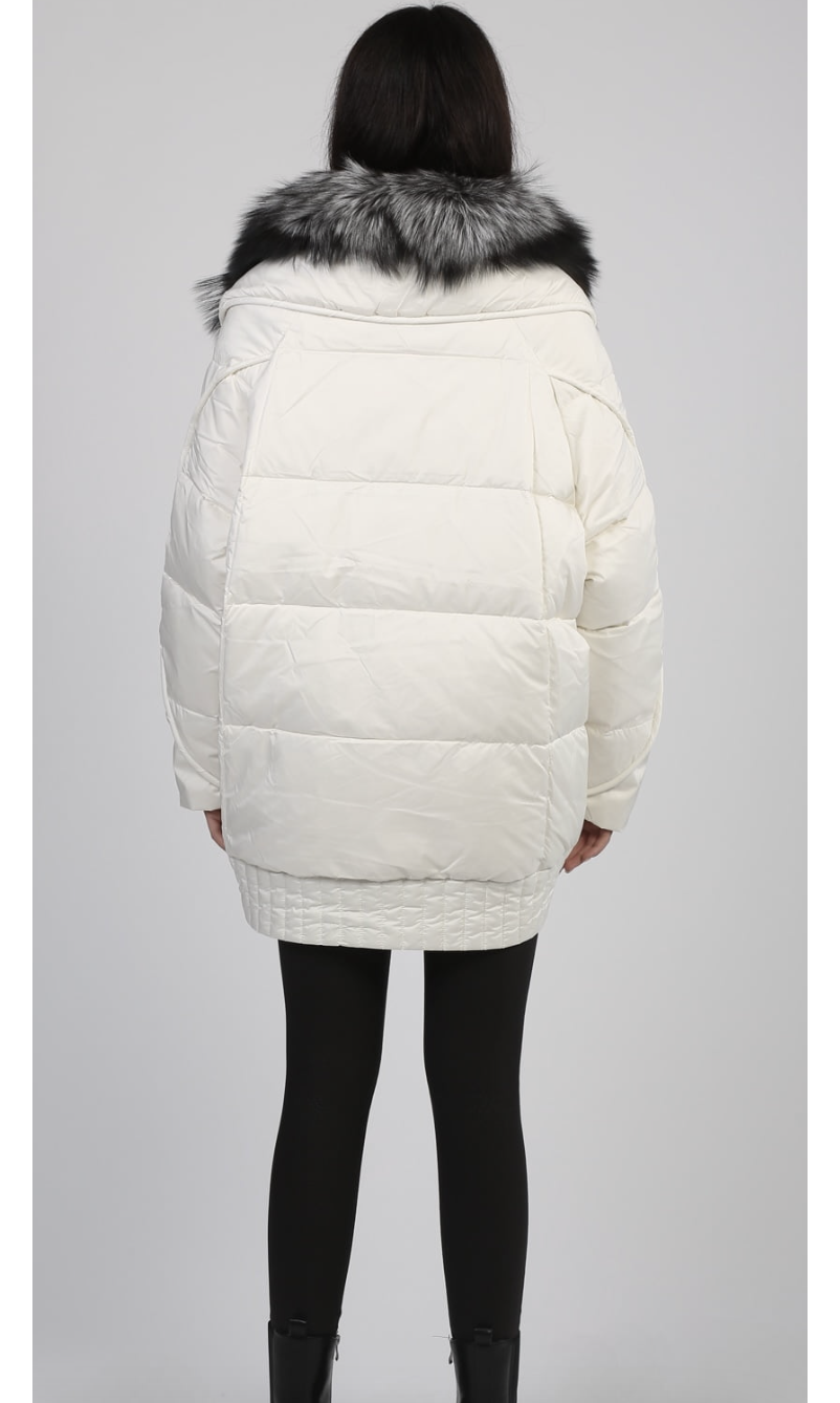 Haina cu guler de blana naturala de vulpe KALINKA FURS