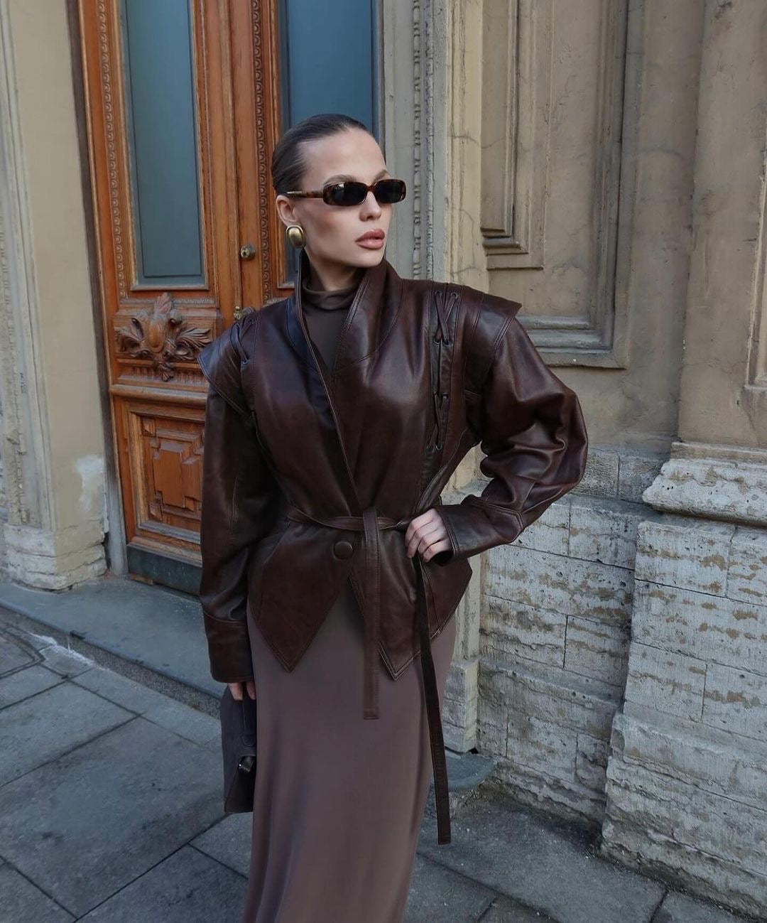 Old money leather jacket. Jacheta din piele naturala in stil vintage KALINKA FURS