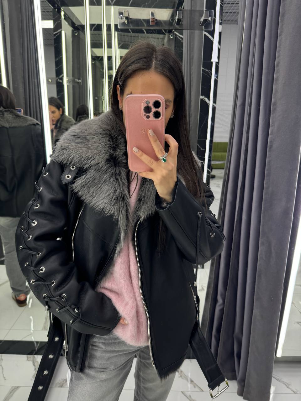 Aviator Winter Jacket with Toscana Collar. Geaca din piele de iarna cu guler din blana KALINKA FURS