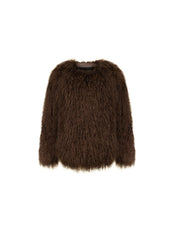 Olya Mongolian sheepskin coat. Chanel type collar. Length 60cm