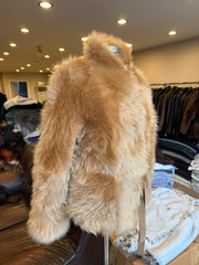 Anastasia Natural Toscana Sheepskin Coat with Drawstring