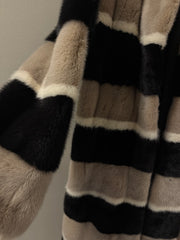 Blană naturală din vizon în trei culori, lungime 100 cm