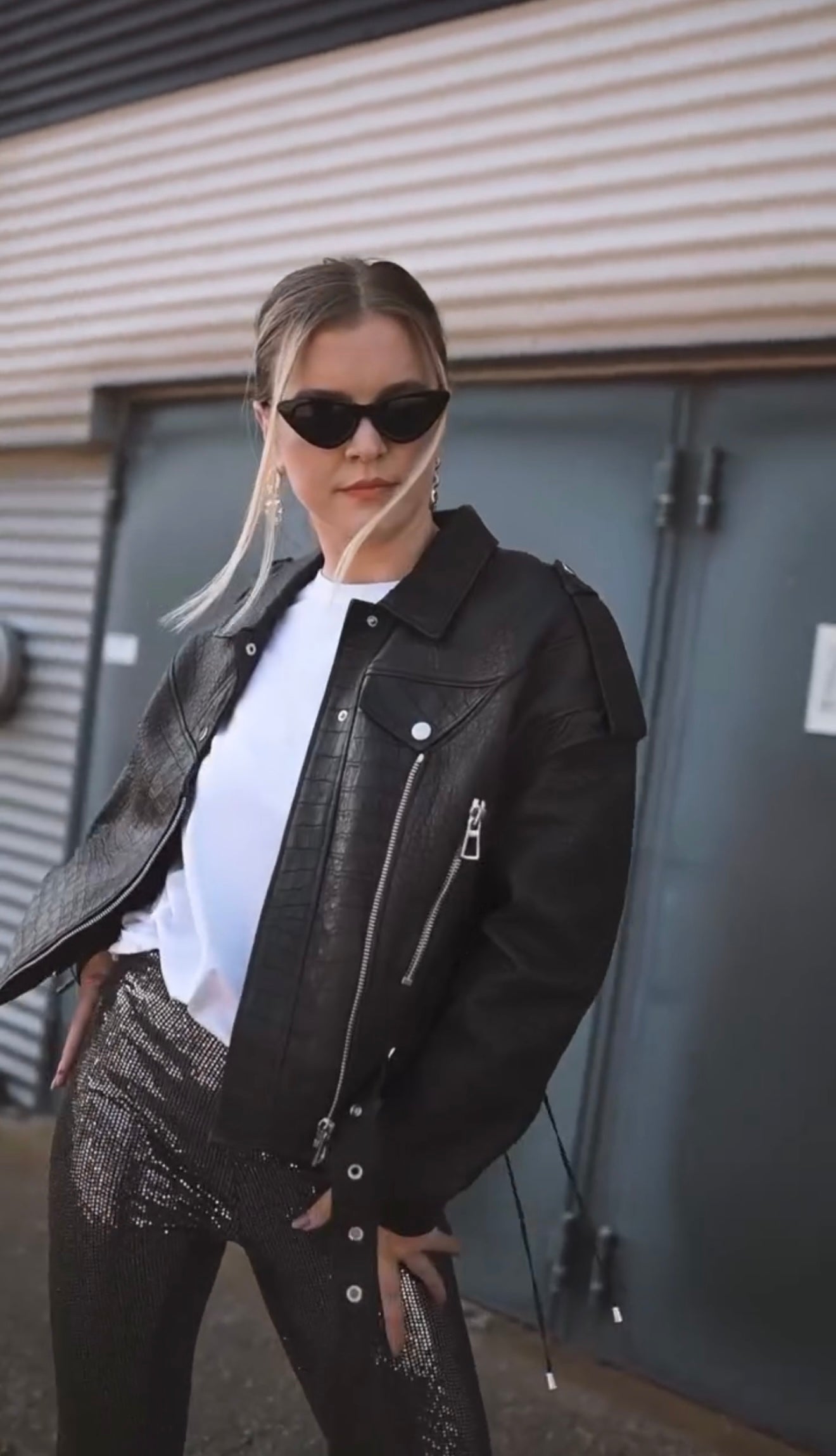 Crocodile Efect Jacket. Geaca din piele cu efect de crocodil KALINKA FURS