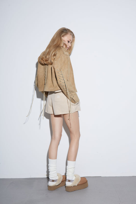 Suede Leather Jacket with Laces KALINKA FURS