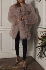 Mongolian Fur in Brownie. Blana din oaie mongoleza, 70cm KALINKA FURS