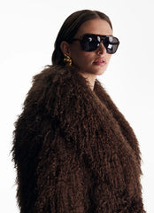 Fourrure de mouton mongol naturelle Alla. Longueur : 40 cm