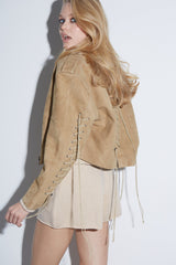 Suede Leather Jacket with Laces KALINKA FURS