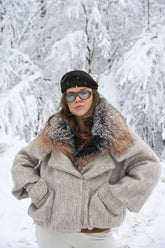 Snow jachetă de iarnă cu guler de vulpe rezistentă la -30*